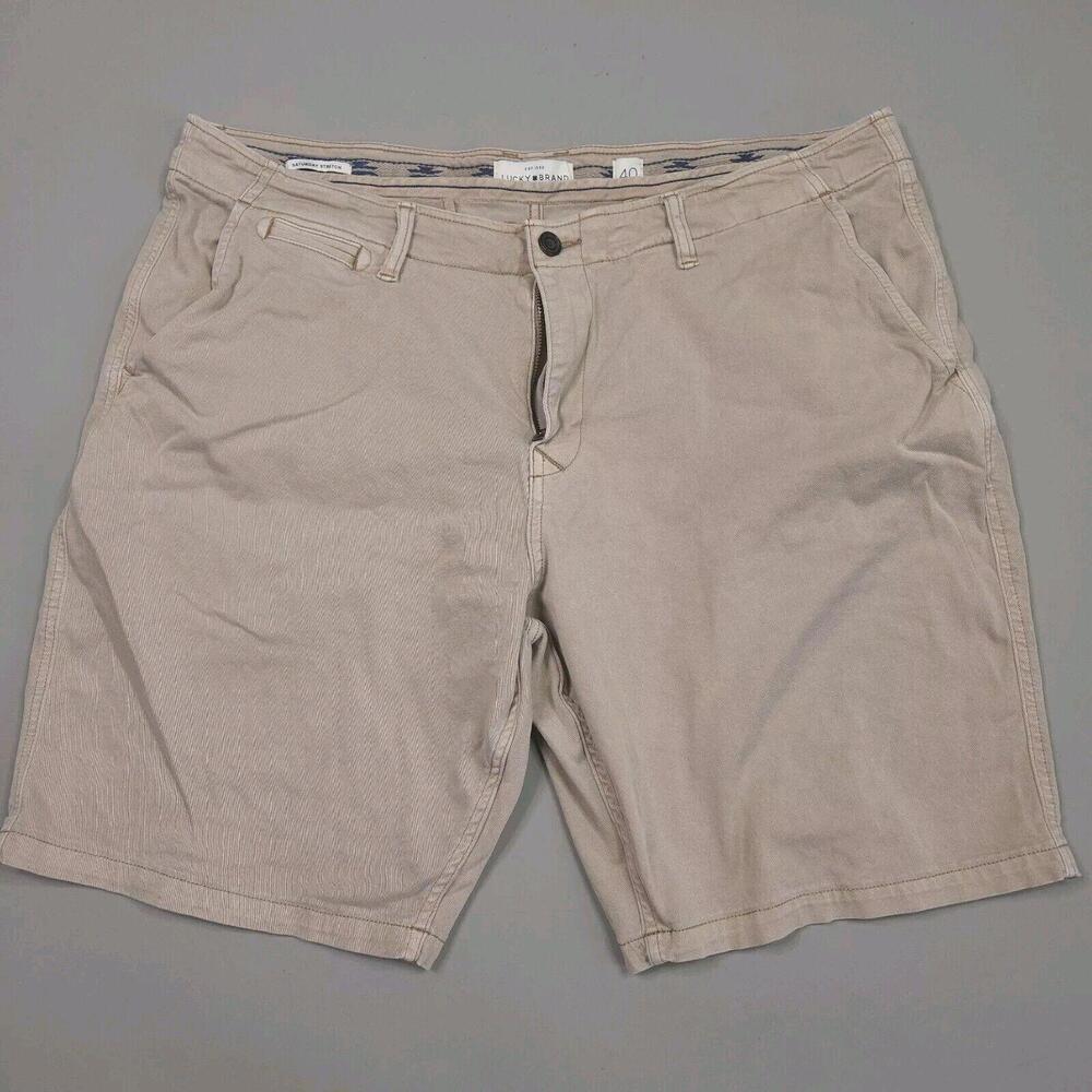 Lucky Brand Saturday Stretch Beige Chino Shorts Casual Preppy 9" 40